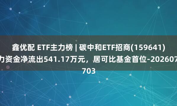 鑫优配 ETF主力榜 | 碳中和ETF招商(159641)主力资金净流出541.17万元，居可比基金首位-20260703