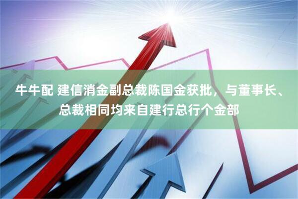 牛牛配 建信消金副总裁陈国金获批,与董事长、总裁相同均来自建行总行个金部